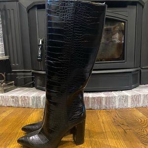 Womens black snake skin boots